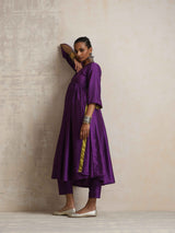 trueBrowns Purple Silk Anarkali Flared Kurta Set