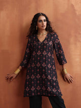 trueBrowns Black Print Kurta Co-ord Set