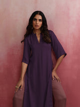 trueBrowns Purple Modal Straight Fit Kurta Set