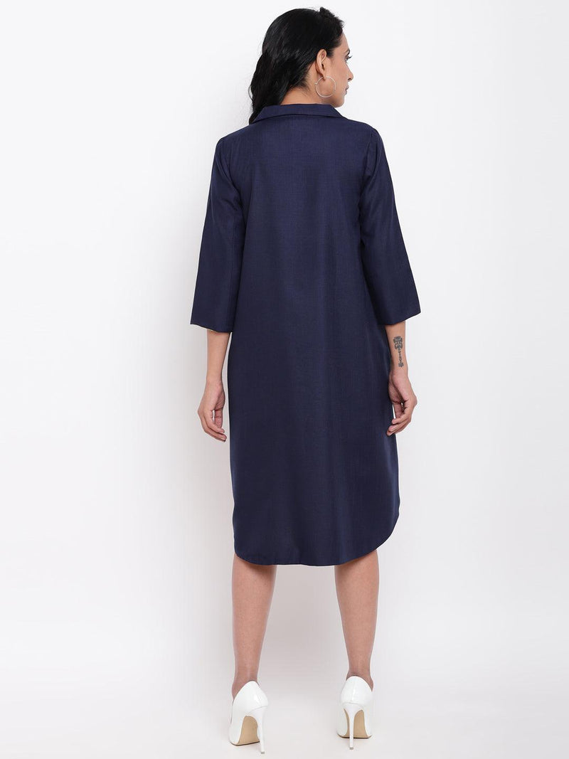 Linen Cotton Blue Collared Dress - trueBrowns