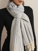 trueBrowns Grey Geometric Woven Stole