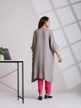 trueBrowns Grey Modal Kimono Kurta Set