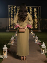 trueBrowns Green Velvet  Straight Maxi Dress