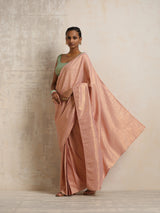 trueBrowns Pink Gold Metallic Ready To Wear Saree