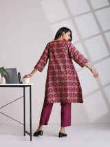 trueBrowns Beige Mandala Print Kurta Co-ord Set