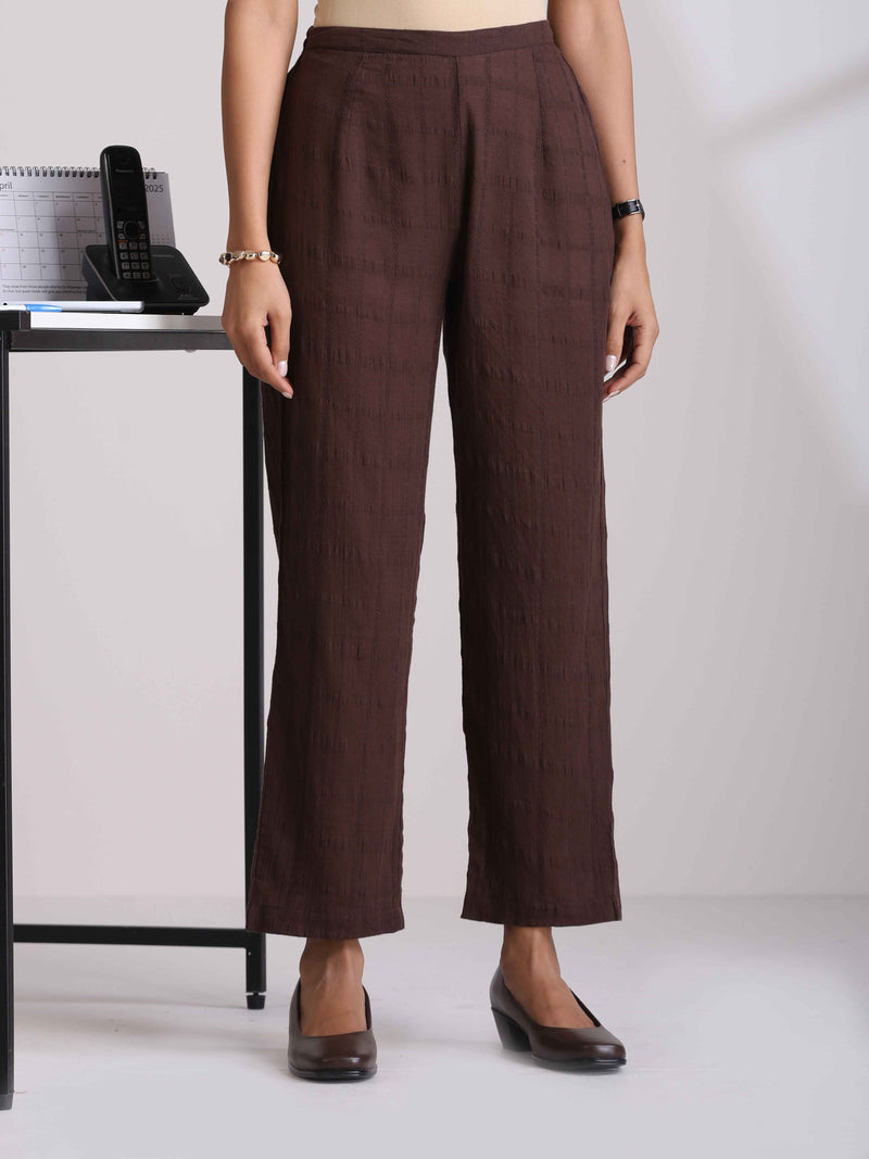trueBrowns Mauve Cotton Dobby Front Slit Kurta Set