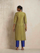 trueBrowns Green Tissue Straight Kurta Set