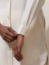 trueBrowns off white Cotton Linen Kurta Co-Ord Set