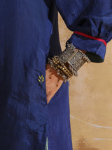 trueBrowns Blue Muslin Silk Relaxed Kurta Co-ord Set