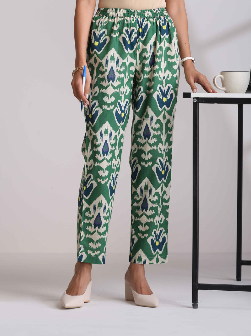 trueBrowns Green Cotton Ikat Relaxed Co-ord Set