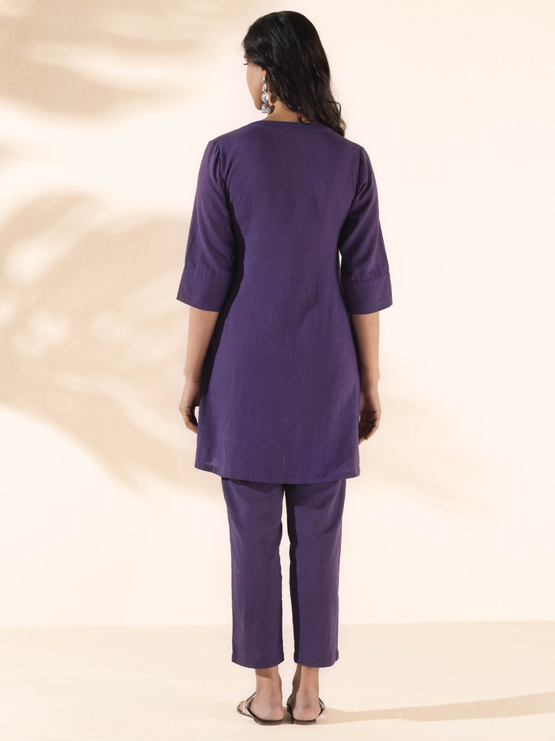 trueBrowns Purple Cotton Relaxed Co-ord Set