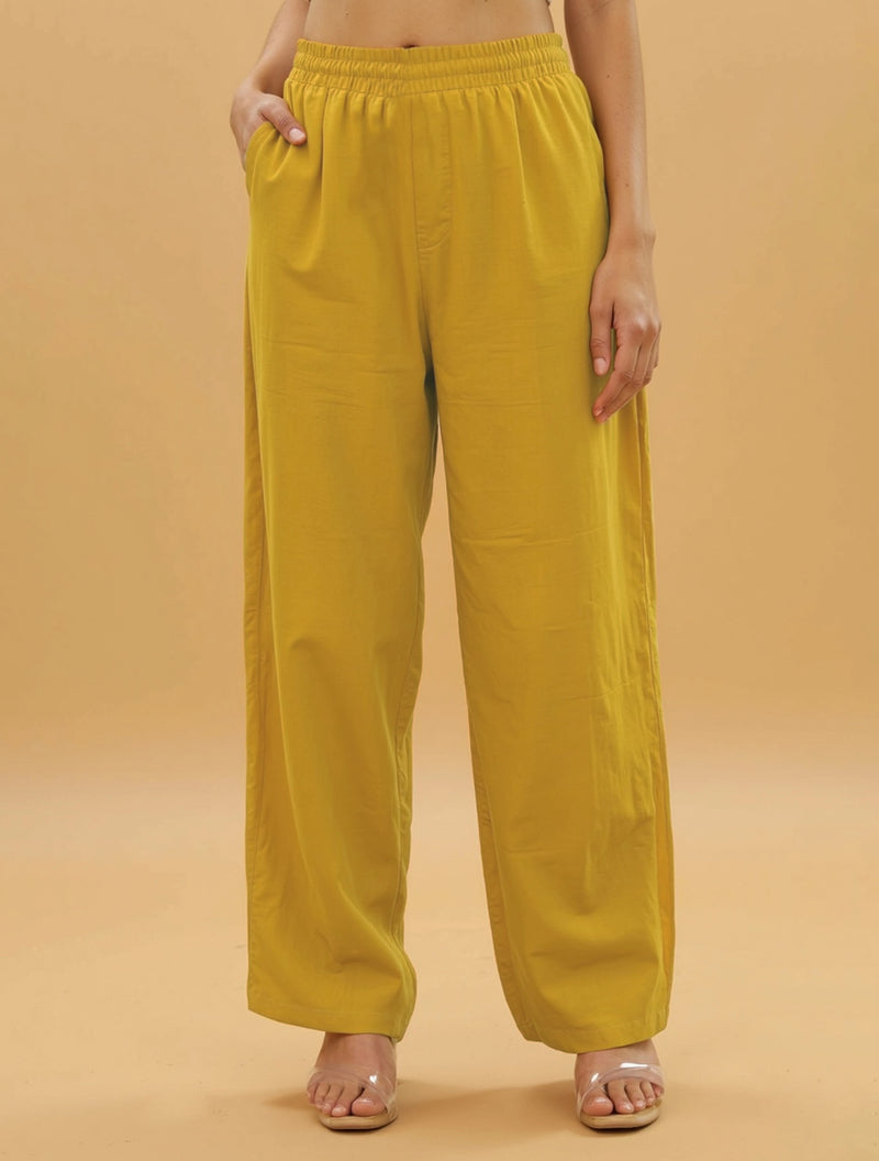 trueBrowns Mustard Floral Print Straight Kurta Pant Dupatta Set