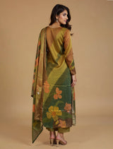 trueBrowns Multicolour Printed Straight Kurta Pant Dupatta Set