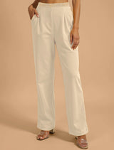 trueBrowns Ivory Brocade Straight High-Slit Kurta Set