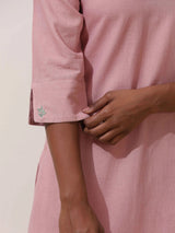 trueBrowns Lilac Cotton Linen Kurta Co-Ord Set
