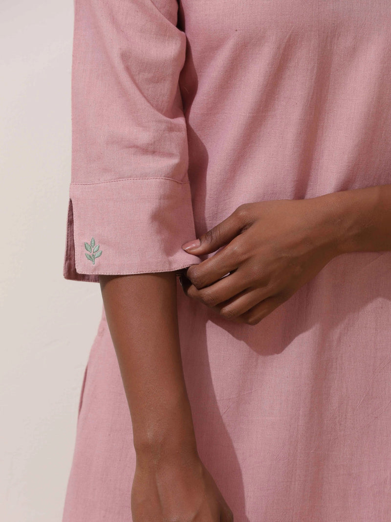 trueBrowns Lilac Cotton Linen Kurta Co-Ord Set