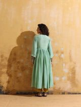 trueBrowns Mint Green Muslin Silk Anarkali Kurta Pant Set