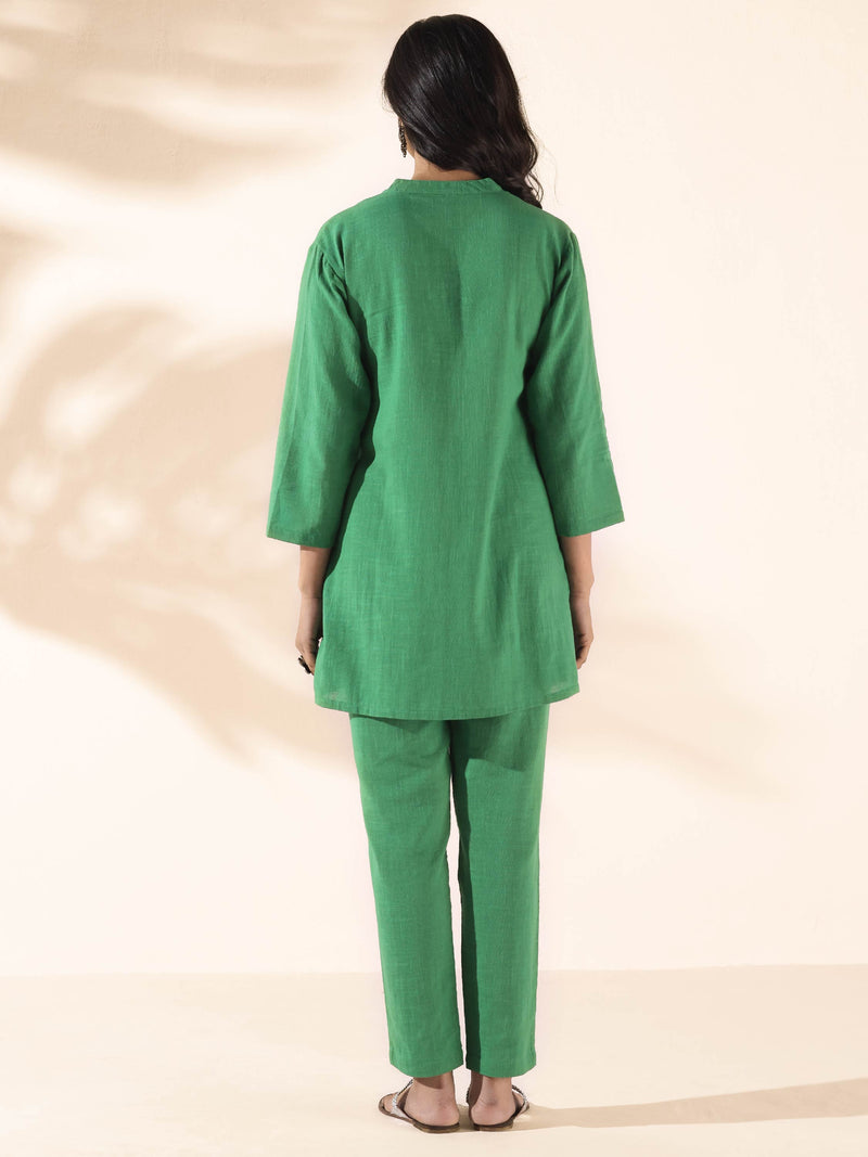 trueBrowns Green Cotton Relaxed Co-ord Set