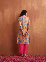 trueBrowns Orange Print Kurta Co-ord Set