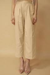 trueBrowns Ivory Zari Embroidered Straight Kurta Pant Dupatta Set