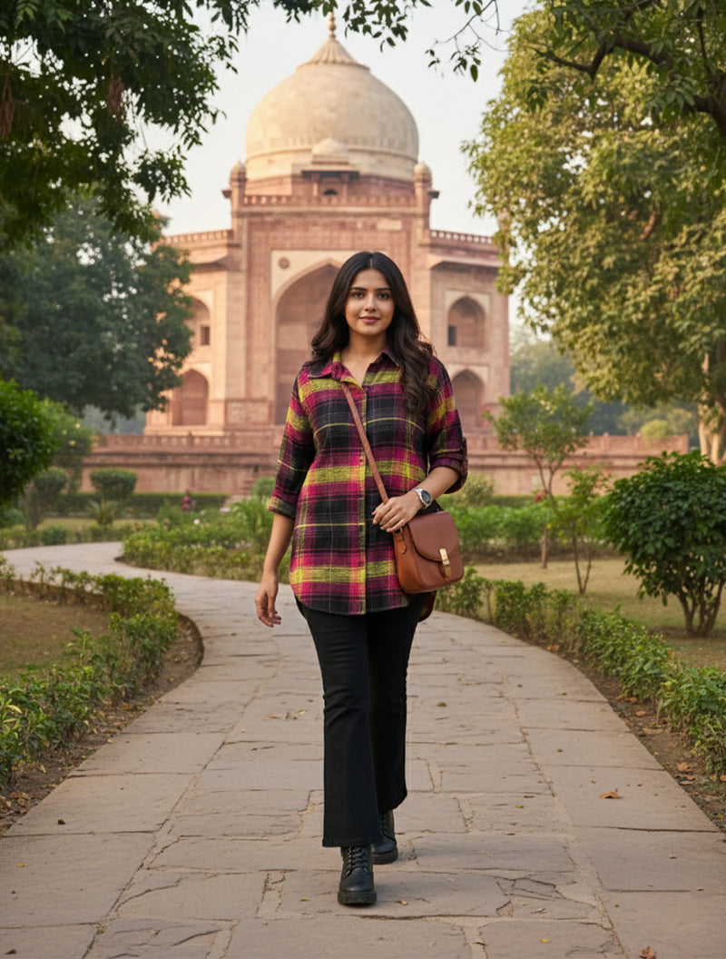 trueBrowns Pink Check Shirt