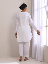 White Dobby Front Placket Co-Ord Set