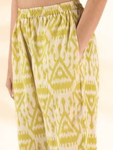 trueBrowns Lime Cotton Ikat Sleeveless Co-ord Set