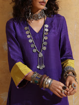 trueBrowns Purple Muslin Silk Co-ord Set