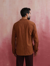 trueBrowns Men's Brown Cotton Shirt