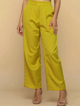 trueBrowns Green Floral V-Neck Emb Straight Kurta Pant Dupatta Set