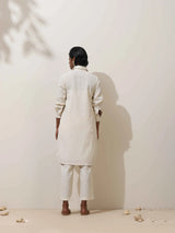 trueBrowns off white Cotton Linen Kurta Co-Ord Set
