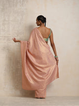 trueBrowns Pink Gold Metallic Ready To Wear Saree