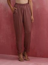 trueBrowns Purple Modal Straight Fit Kurta Set