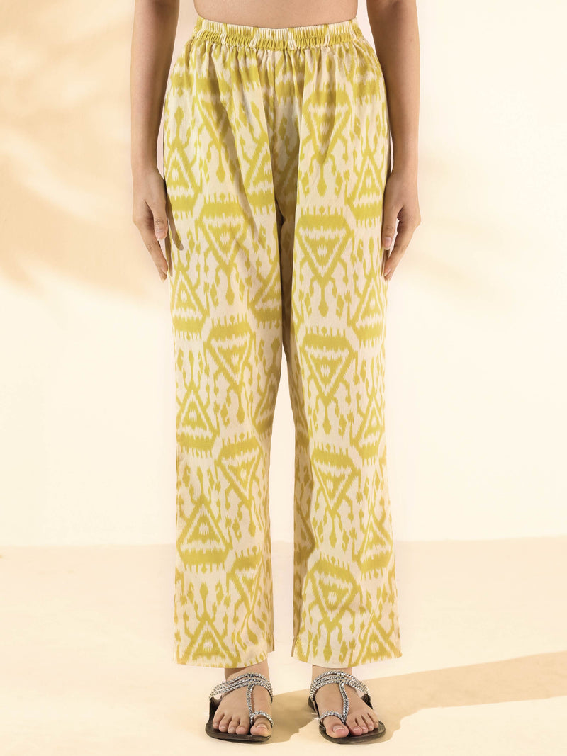 trueBrowns Lime Cotton Ikat Sleeveless Co-ord Set