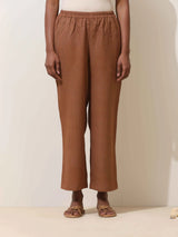 trueBrowns Kora Brown Crochet Natural Cotton Kurta Co-ord Set