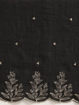 trueBrowns Black All Over Zari Embroidered Saree With Unstitched Blouse
