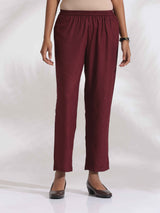 trueBrowns Maroon Dobby Kurta Set