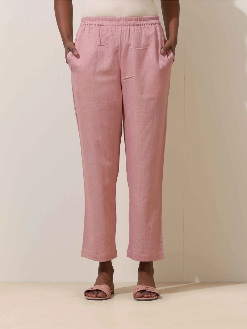 trueBrowns Lilac Cotton Linen Kurta Co-Ord Set