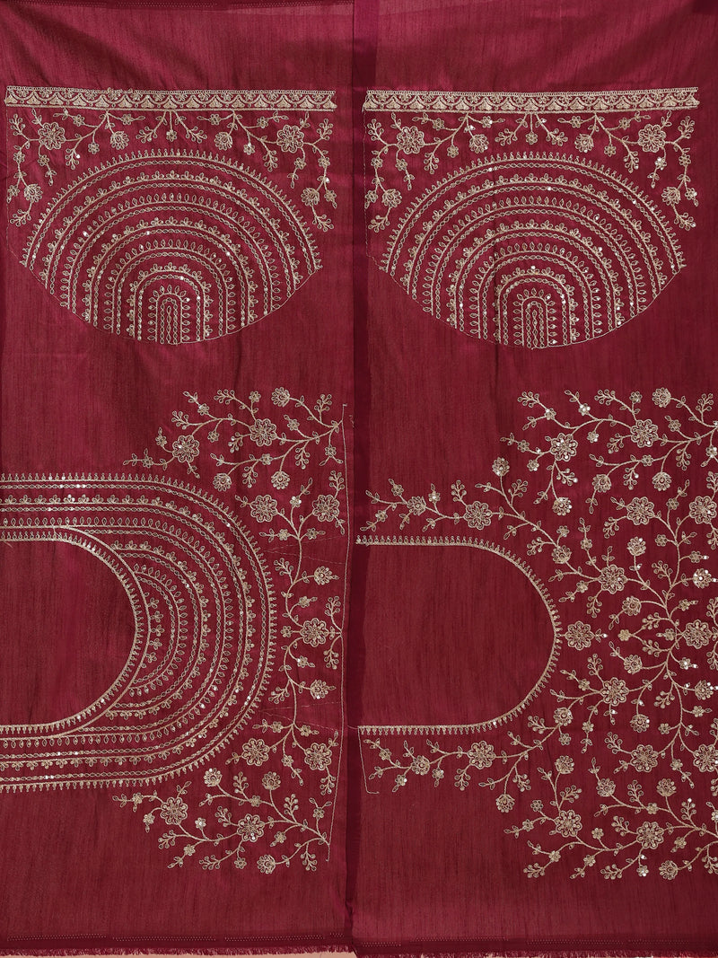 trueBrowns Peach Geometric Weave Saree With Unstitched Blouse