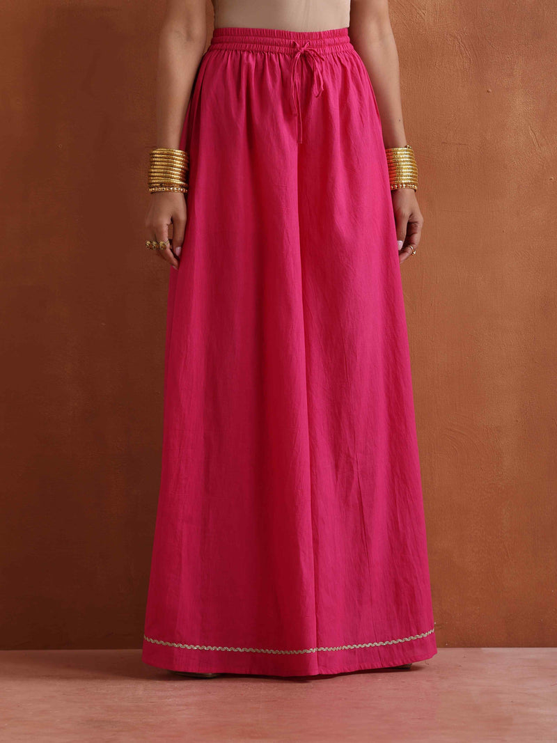 trueBrowns Pink Metallic Sharara Set