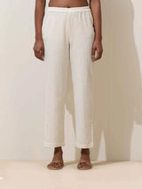 trueBrowns off white Cotton Linen Kurta Co-Ord Set