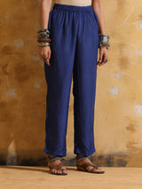 trueBrowns Blue Muslin Silk Relaxed Kurta Co-ord Set