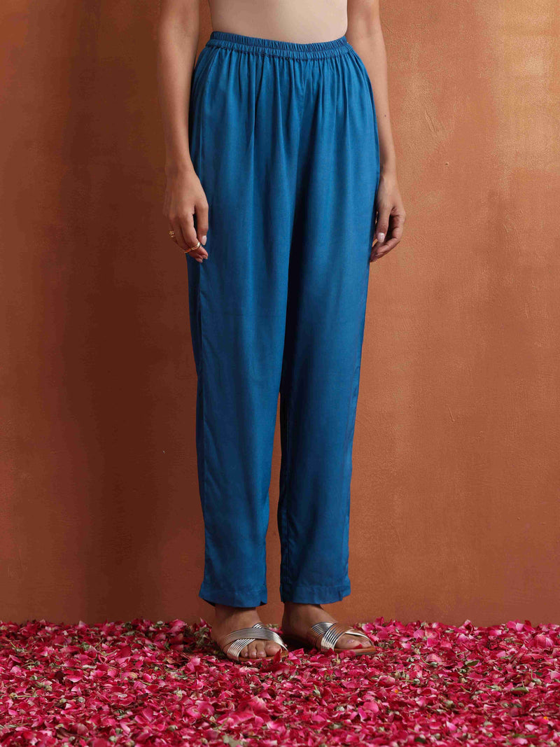 trueBrowns Blue Print Kurta Co-ord Set