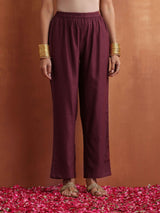 trueBrowns Maroon Straight Kurta Set