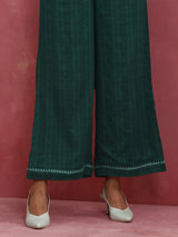 trueBrowns Dark Green Cotton Dobby Kurta Co-ord set