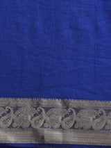 trueBrowns Electric Blue Organza Saree With Unstitched Blouse