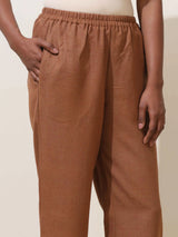 trueBrowns Kora Brown Crochet Natural Cotton Kurta Co-ord Set