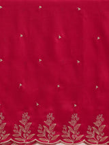 trueBrowns Pink All Over Zari Embroidered Saree With Unstitched Blouse
