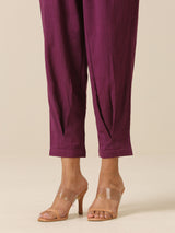 Plum Purple Slub Texture Pleated Co-Ord Set