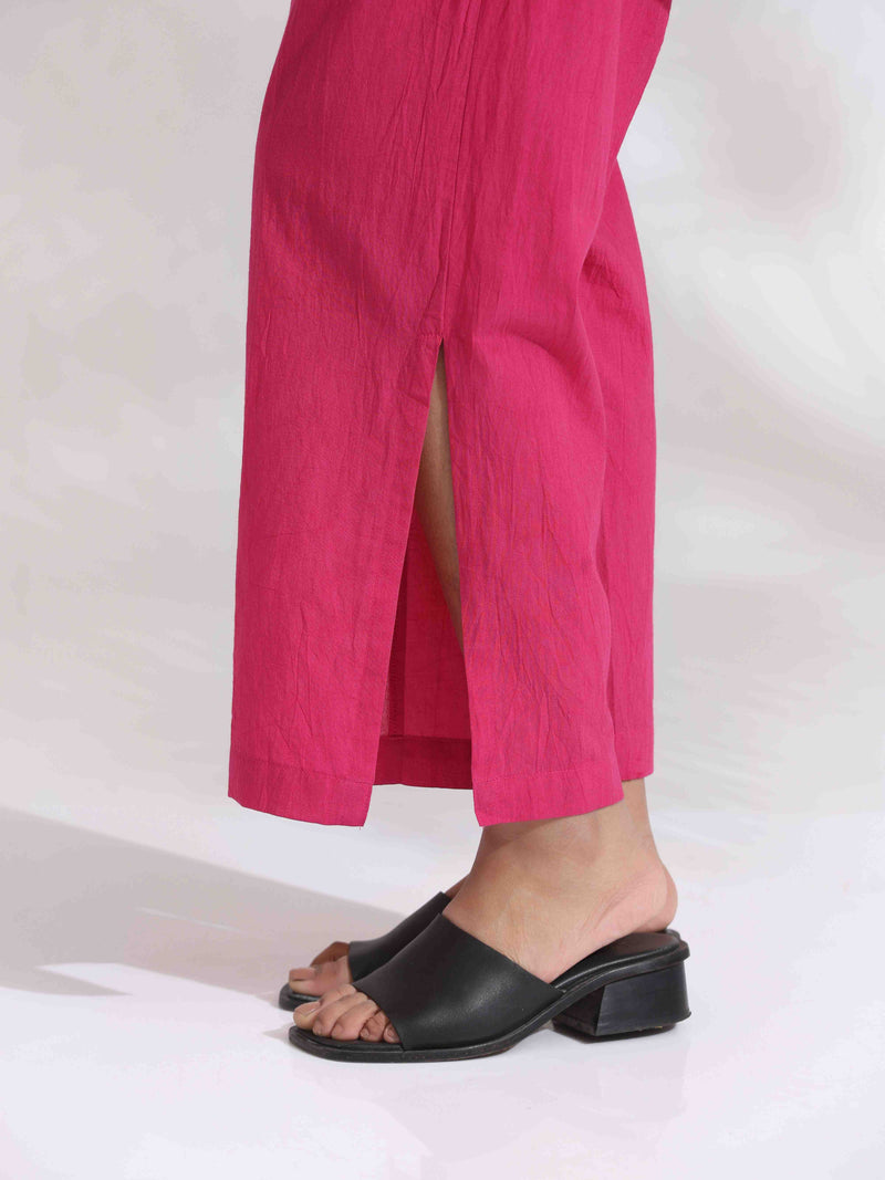 trueBrowns Pink Cotton Print Flared Top Co-ord Set